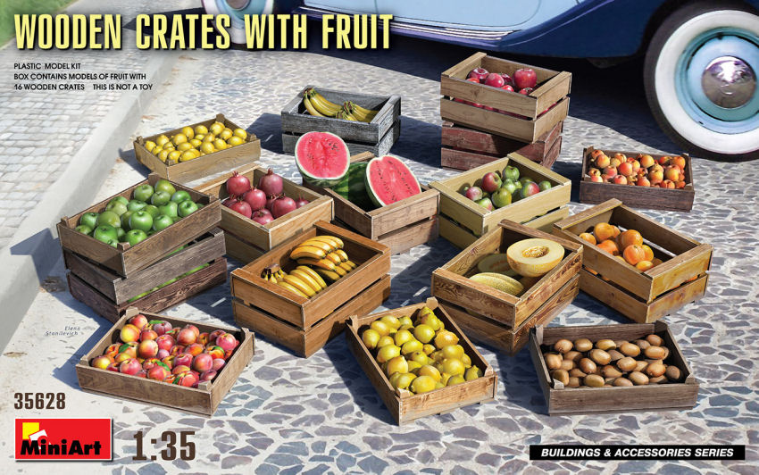 Wooden Crates with Fruits Kit 1:35 DS Modellismo Wooden Crates with Fruits Kit scala 1:35