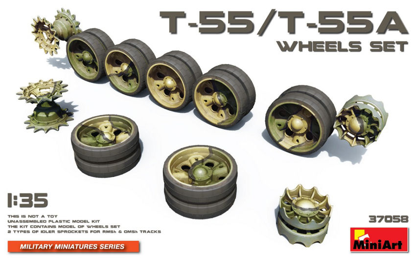 T-55/T-55A Wheels Set Kit 1:35 DS Modellismo T-55/T-55A Wheels Set Kit scala 1:35 Miniart
