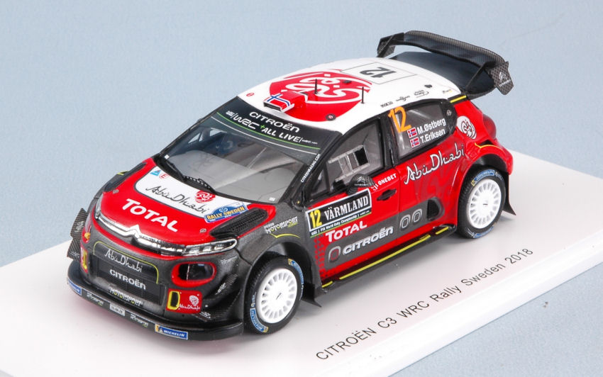 Citroen C3 WRC N.12 6th Sweden Rally 2018 M.Ostberg-T.Eiksen DS Modellismo Citroen C3 WRC 6th Sweden Rally scala 1:43