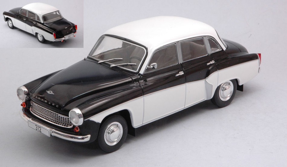 Wartburg 312 Black/White 1:24 DS Modellismo Wartburg 312 Black/White scala 1:24 Whitebox