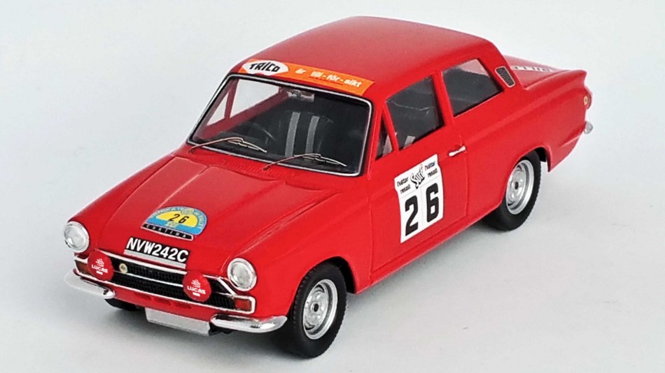 Ford Lotus Cortina N.26 10th Rally of Sweden 1966 Elford/Davenport DS Modellismo Ford Lotus Cortina 10th Rally scala 1:43