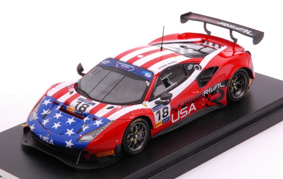 Ferrari 488 GT3 N.18 8th Team USA VALLEL.2019 PUMP./FERR.1:43 DS Modellismo Ferrari 488 GT3 8th Team USA scala 1:43