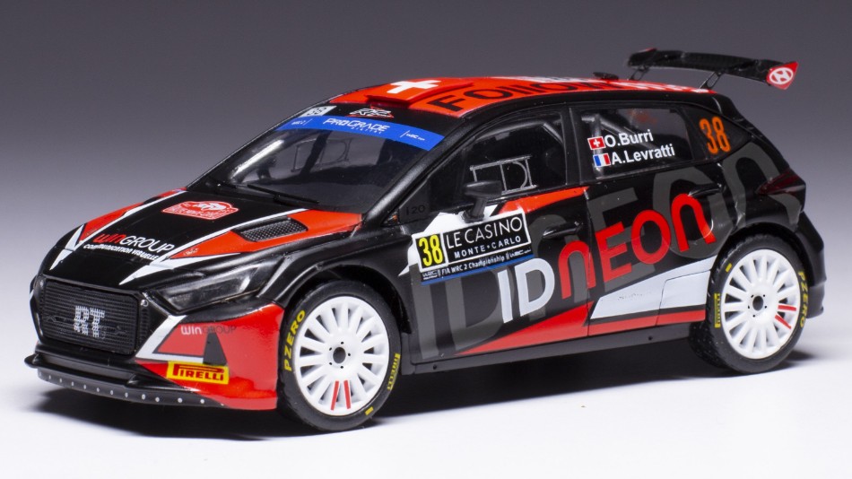 Hyundai i20 N WRC2 N.38 Rally Monte Carlo 2023 Burri/Levratti DS Modellismo Hyundai i20 N WRC2 Rally Monte scala 1:43