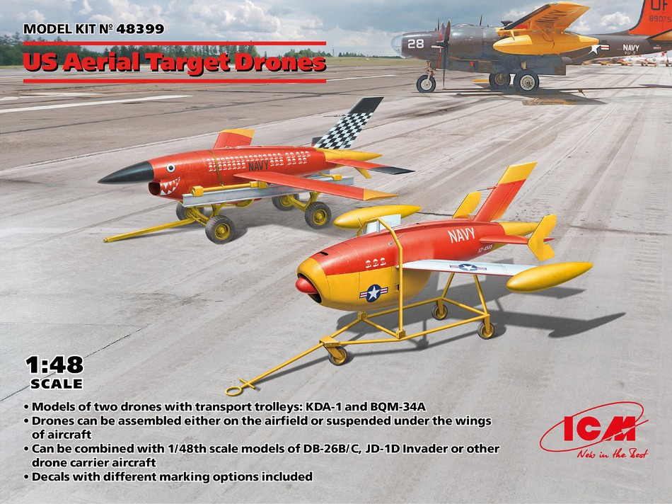 US Aerial Target Drons Kit 1:48 DS Modellismo Us Aerial Target Drons Kit scala 1:48 ICM