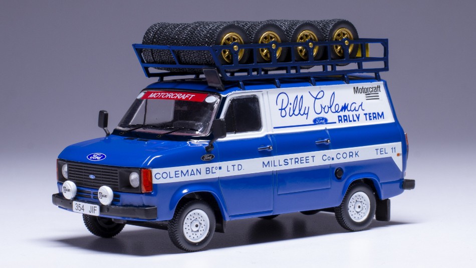 Ford Transit MKI Billy Coleman Rally Team W/Roof Rack and Wheels DS Modellismo Ford Transit Mki Billy Coleman scala 1:43