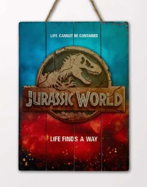 Poster Jurassic World Logo in legno