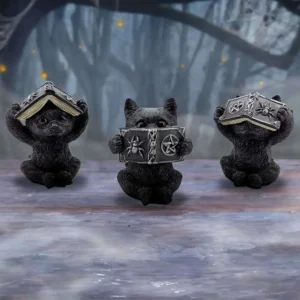 Three Wise Witchy Black Spell Cats