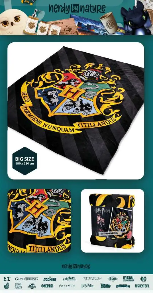Coperta Harry Potter Hogwarts stemma Cozy DS Modellismo Coperta Harry Potter Hogwarts stemma Cozy