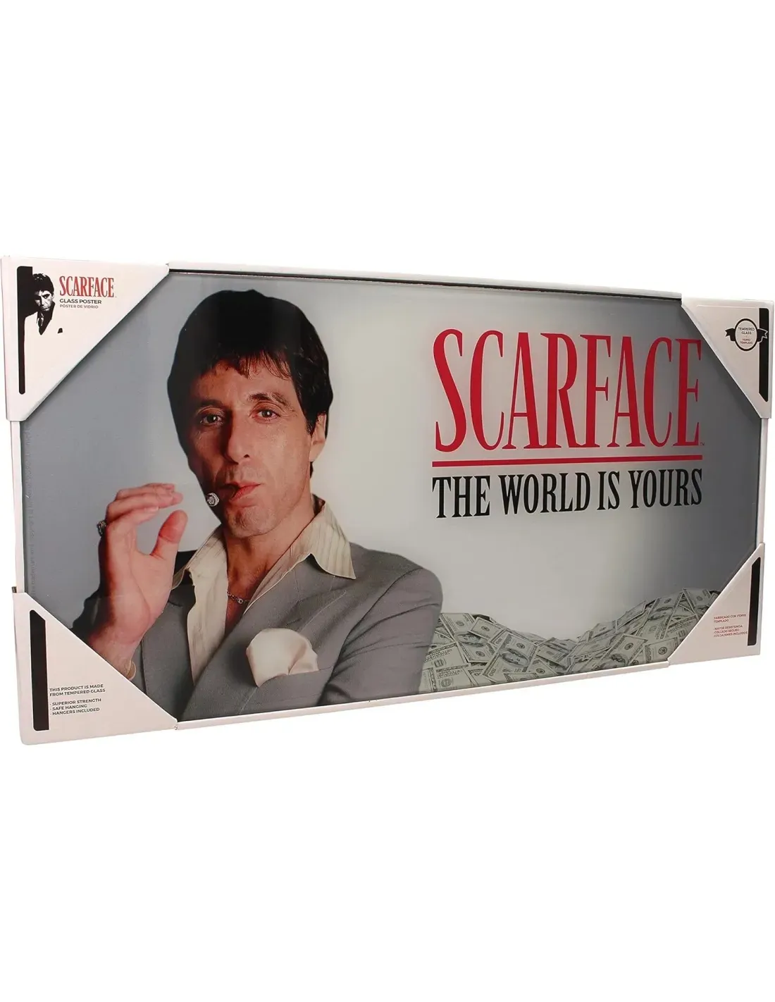 Poster Scarface the World IS Yours Gray Background 60x30 cm in vetro DS Modellismo Poster Scarface World Is Yours Gray
