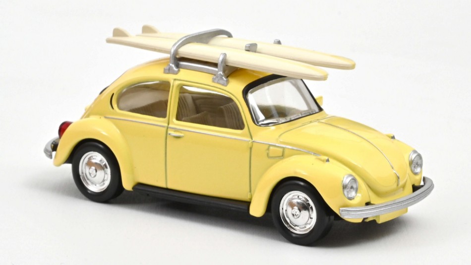 VW Beetle 1303 1973 Pastel Yellow with Surfboards Jet-Car 1:43 DS Modellismo VW Beetle 1303 1973 Pastel Yellow scala 1:43