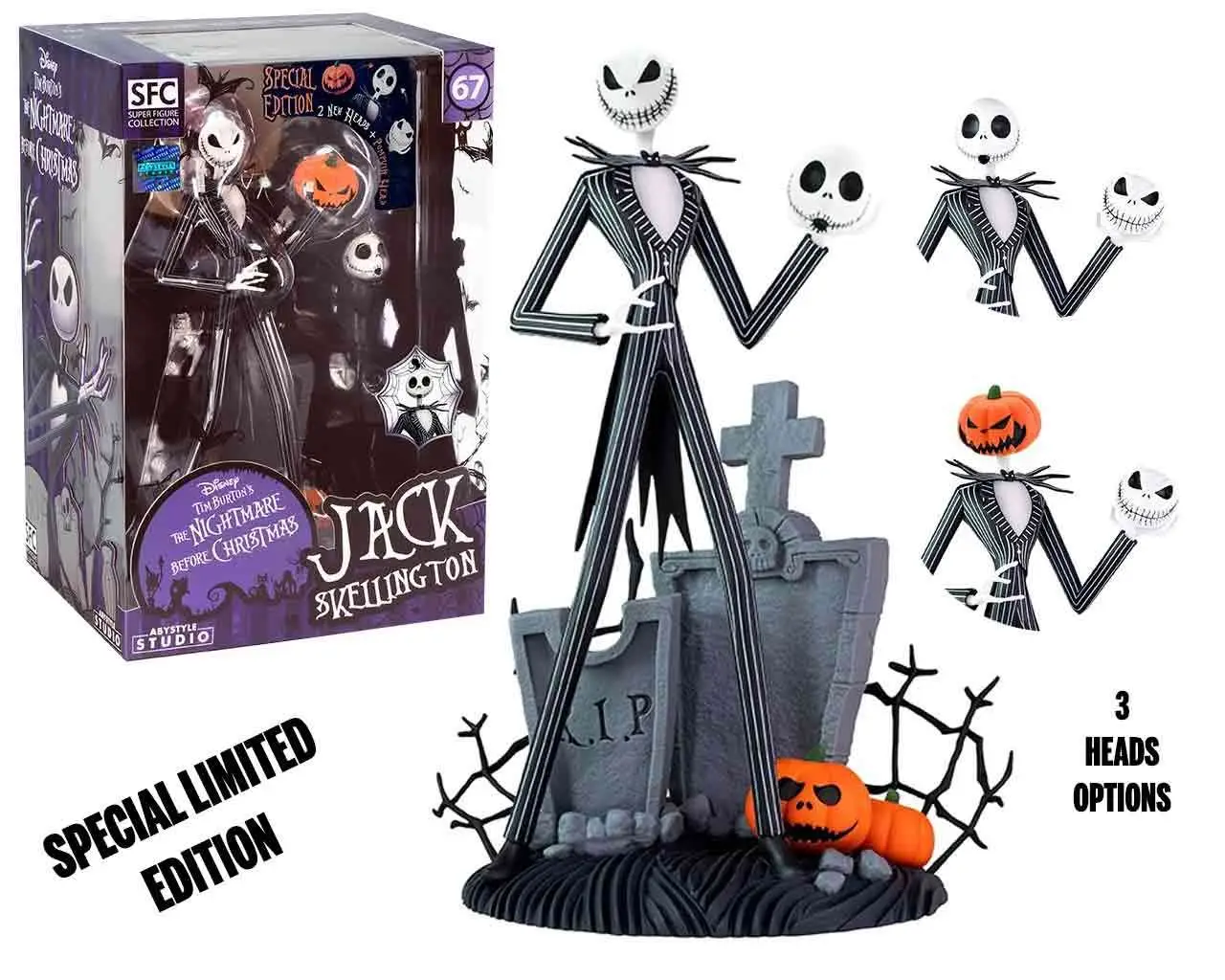 Statua The Nightmare Before Christmas Jack Scary Smiling Face Super Figure Collection 1/10 PVC DS Modellismo Statua Nightmare Before Christmas scala 1/10