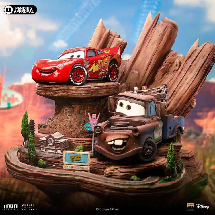 Statua Cars Lightning Mcqueen + Tow Mater Dlx 1/10 ST 1/10 DS Modellismo Statua Cars Lightning Mcqueen Tow scala 1/10