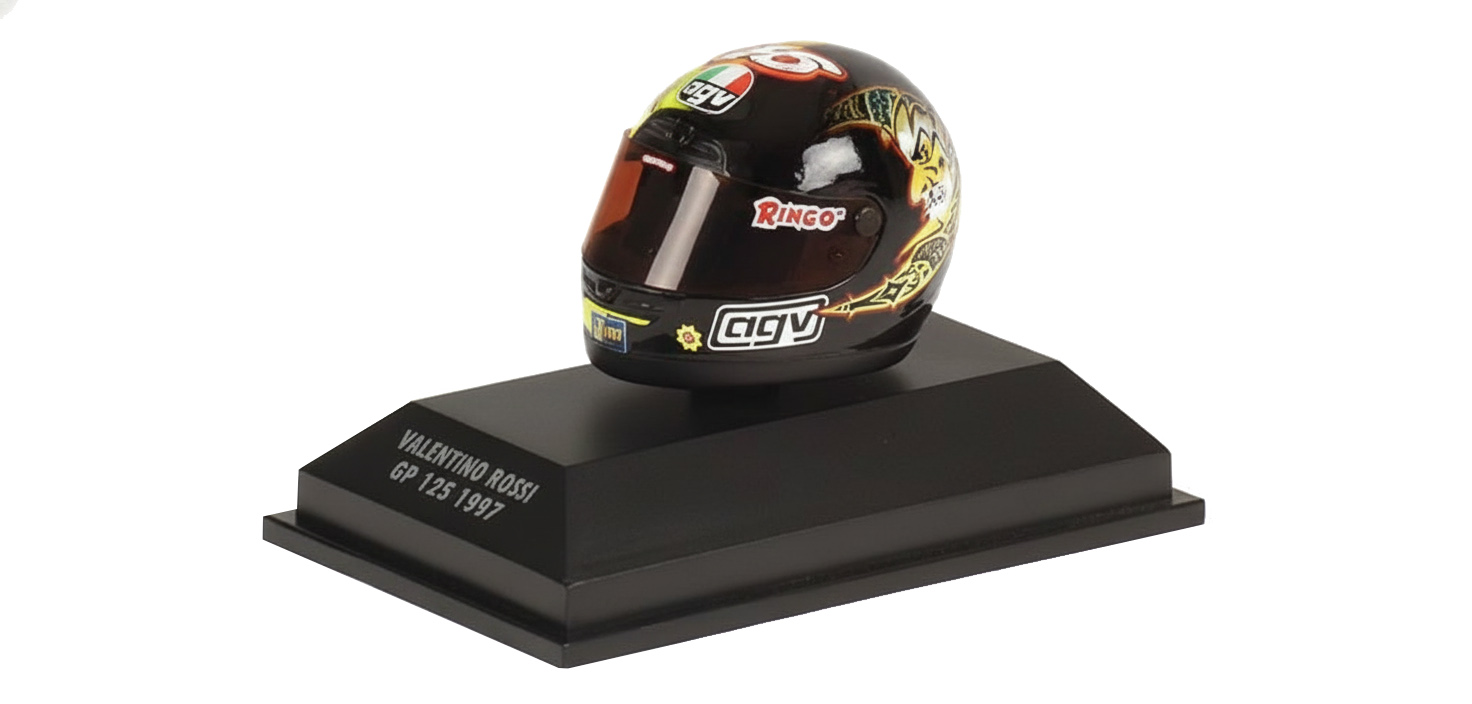 Casco Agv Valentino Rossi W.C. 1997 DS Modellismo Casco Agv Valentino Rossi W.C. scala 1/8