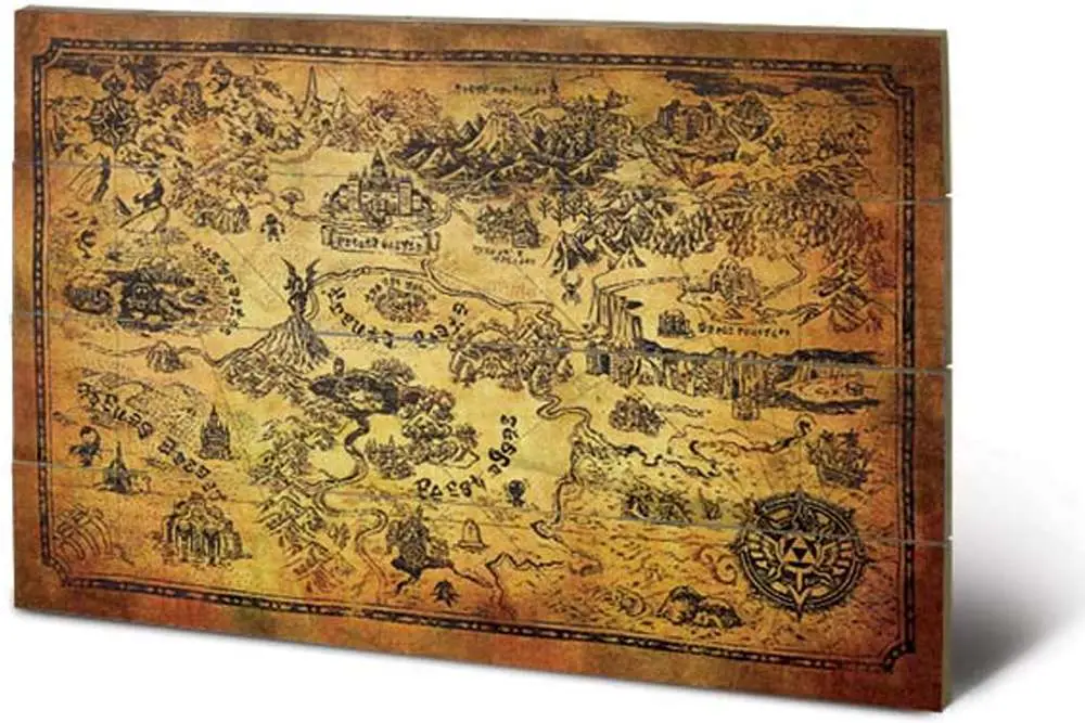 Stampa Legend OF Zelda Hyrule Map Wood DS Modellismo Stampa Legend Zelda Hyrule Map Wood
