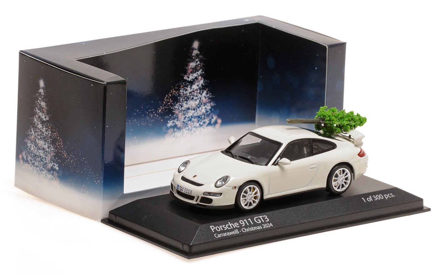 Porsche 911 GT3 2006 White with Christmas Tree Christmas 2024 DS Modellismo Porsche 911 GT3 2006 White scala 1/43