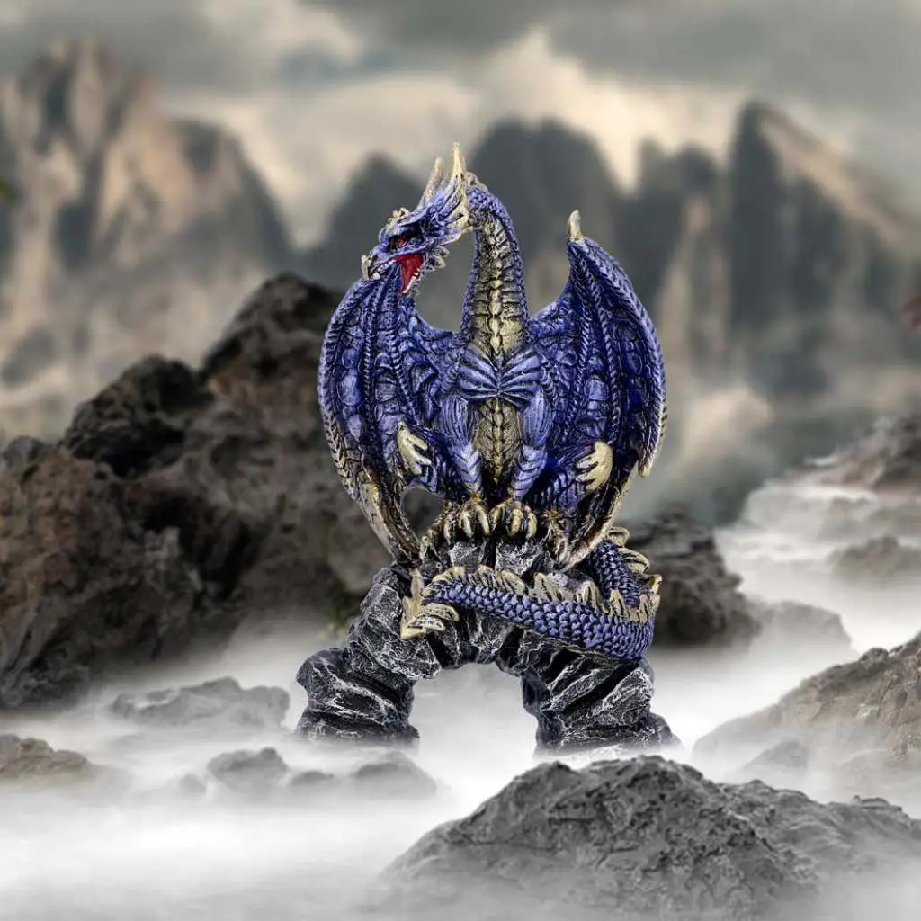 Dragon Figurine Metallic Blue Acko DS Modellismo Dragon Metallic Blue Acko NEMESIS NOW