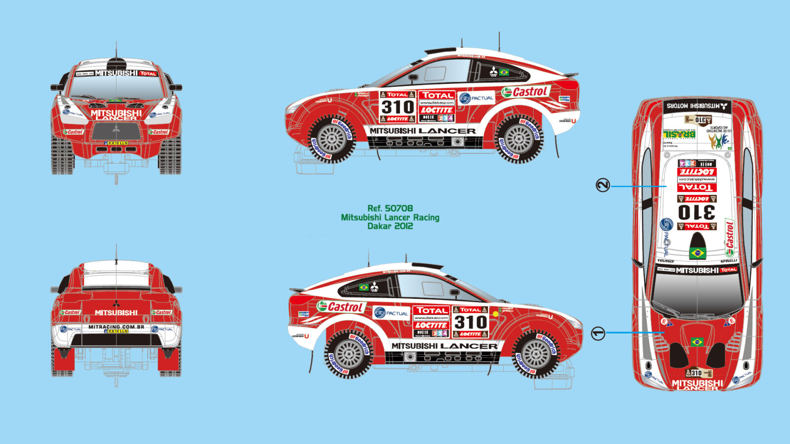 Mistubishi Lancer Racing - Dakar 2012 DS Modellismo Mistubishi Lancer Racing Dakar AVANT SLOT