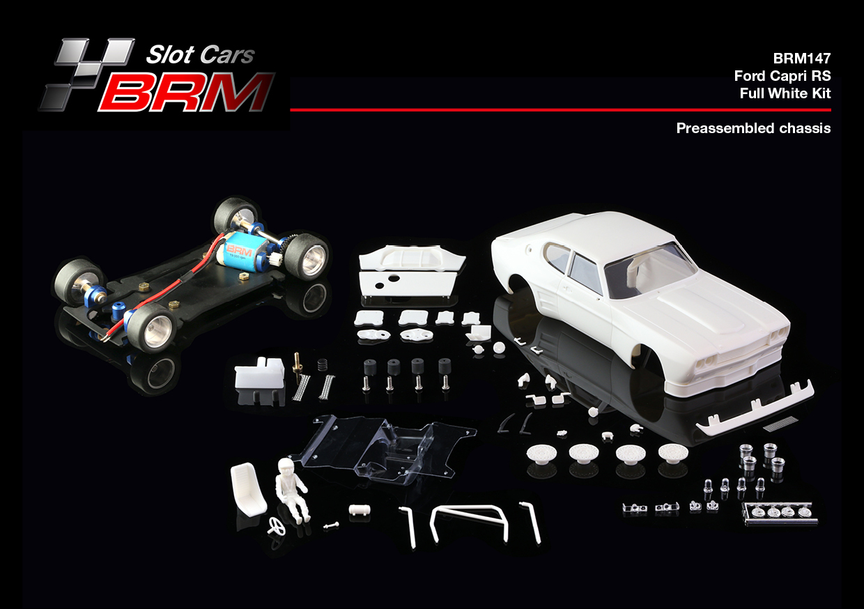 Ford Capri RS - Full White Kit - assembled with aluminum chassis - front Camber system DS Modellismo Ford Capri RS Full White Kit assembled