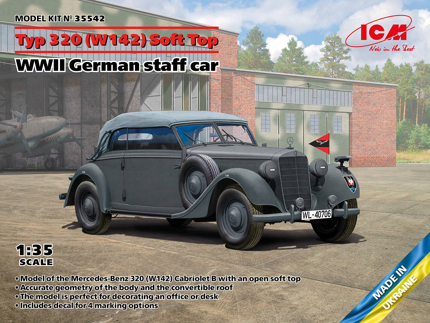 1/35 Typ 320 (W142) Cabriolet Soft Top, Wwii German staff car DS Modellismo Typ 320 Cabriolet Soft Top, Wwii scala 1/35