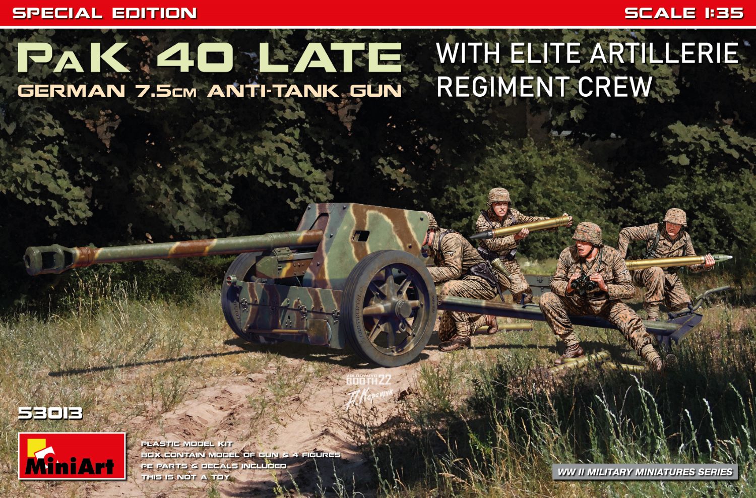 1/35 German 7.5 cm PaK 40 Late with Elite Artillerie Regiment Crew. edizione speciale DS Modellismo German 7.5 cm PaK 40 Late scala 1/35