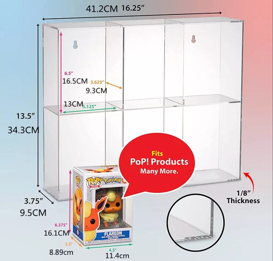 Evoretro Acrylic Display Case for 6 Funko Pops DS Modellismo Evoretro Acrylic Display Case for 6 Funko