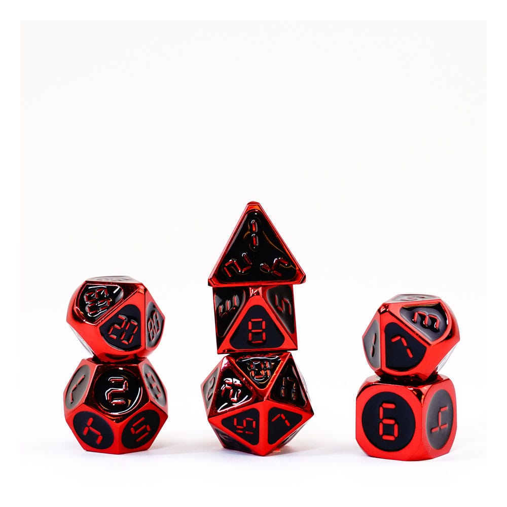 FanRoll Dice Set Red with Black Enamel (7) DS Modellismo FanRoll Dice Red with Black Enamel (7)