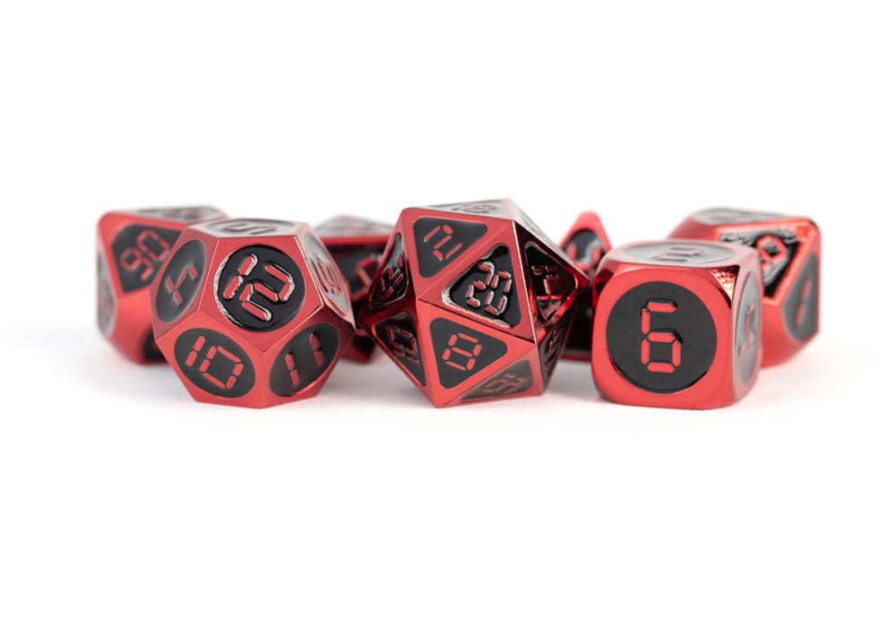 FanRoll Dice Set Red with Black Enamel (7) DS Modellismo FanRoll Dice Red with Black Enamel (7)