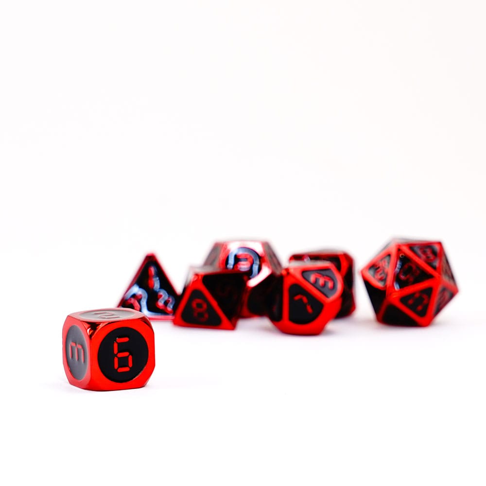 FanRoll Dice Set Red with Black Enamel (7) DS Modellismo FanRoll Dice Red with Black Enamel (7)