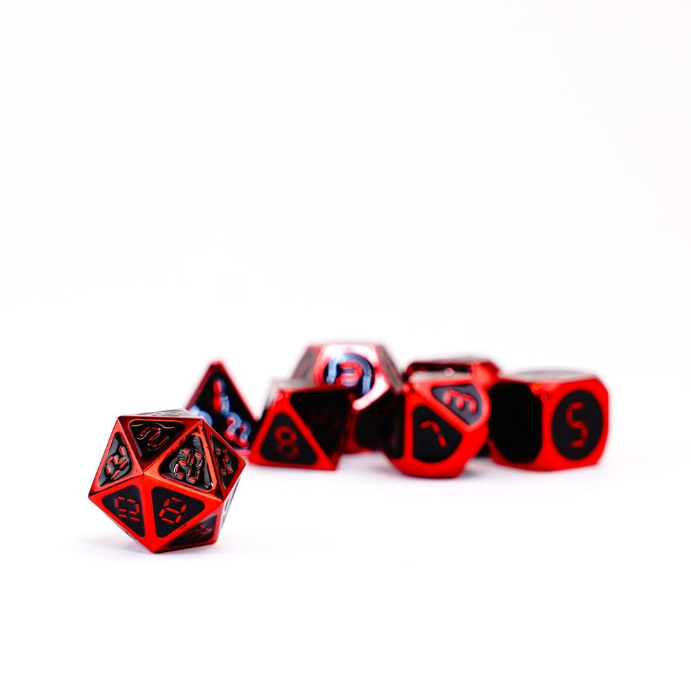 FanRoll Dice Set Red with Black Enamel (7) DS Modellismo FanRoll Dice Red with Black Enamel (7)
