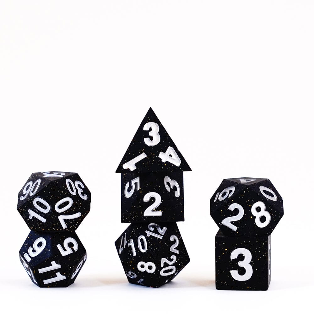 FanRoll Sharp Edge Silicone Dice Set Gold Scatter (7) DS Modellismo FanRoll Sharp Edge Silicone Dice Gold