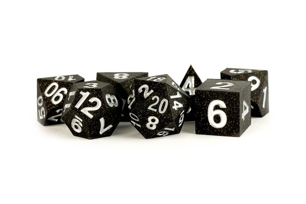 FanRoll Sharp Edge Silicone Dice Set Gold Scatter (7) DS Modellismo FanRoll Sharp Edge Silicone Dice Gold