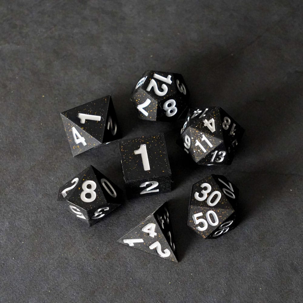 FanRoll Sharp Edge Silicone Dice Set Gold Scatter (7) DS Modellismo FanRoll Sharp Edge Silicone Dice Gold