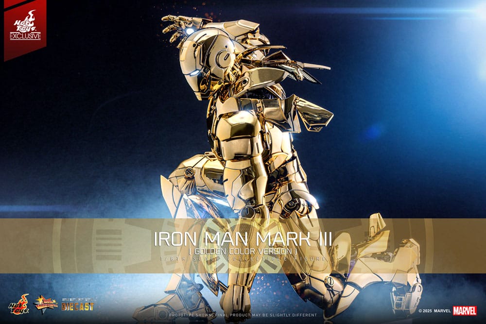 Iron Man Movie Masterpiece Diecast Action Figure 1/6 Iron Man Mark III (Gold Color Version) Hot Toys Exclusive 33 cm DS Modellismo Iron Man Movie Masterpiece Diecast scala 1/6