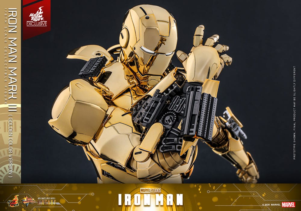 Iron Man Movie Masterpiece Diecast Action Figure 1/6 Iron Man Mark III (Gold Color Version) Hot Toys Exclusive 33 cm DS Modellismo Iron Man Movie Masterpiece Diecast scala 1/6