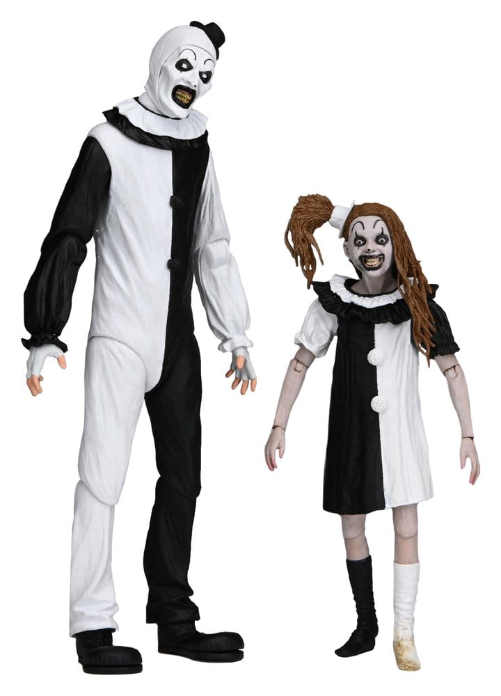 Terrifier 2 2-Pack Action Figures Ultimate Art the Clown & Little Pale Girl 18 cm DS Modellismo Terrifier Action Ultimate Art Clown & Little