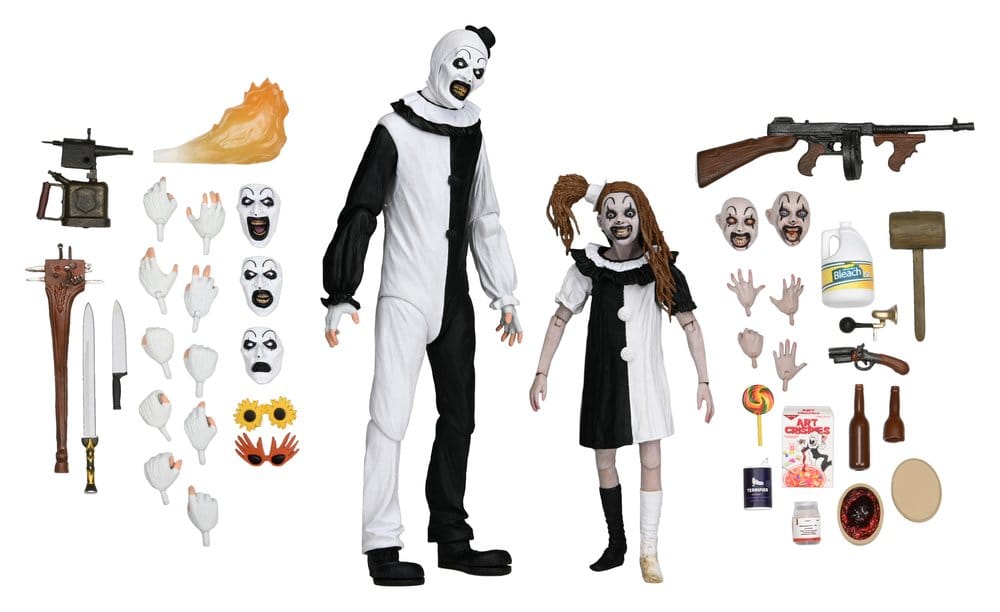 Terrifier 2 2-Pack Action Figures Ultimate Art the Clown & Little Pale Girl 18 cm DS Modellismo Terrifier Action Ultimate Art Clown & Little