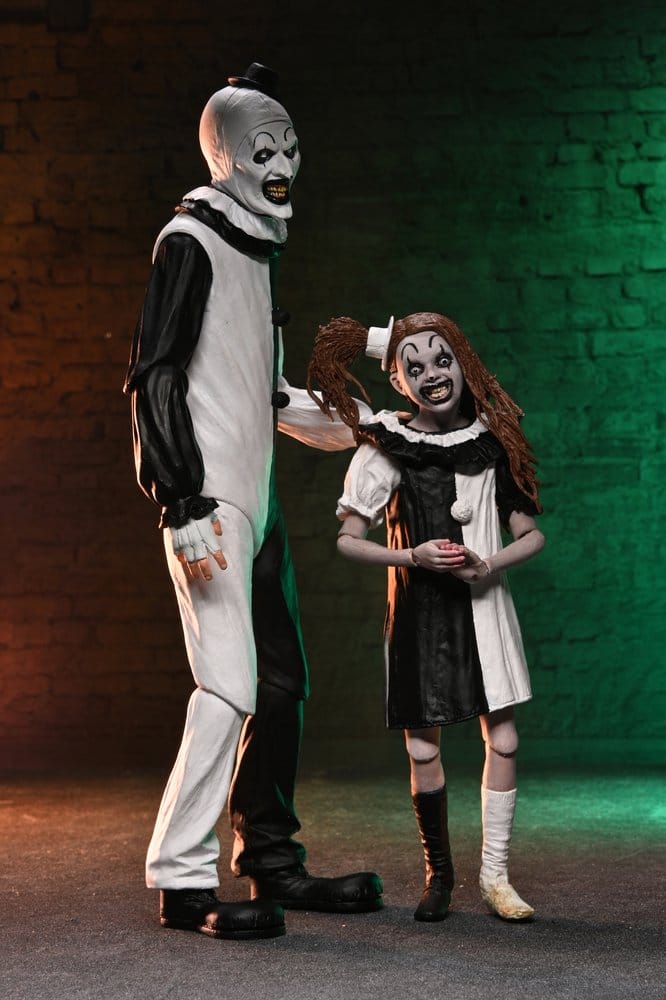 Terrifier 2 2-Pack Action Figures Ultimate Art the Clown & Little Pale Girl 18 cm DS Modellismo Terrifier Action Ultimate Art Clown & Little