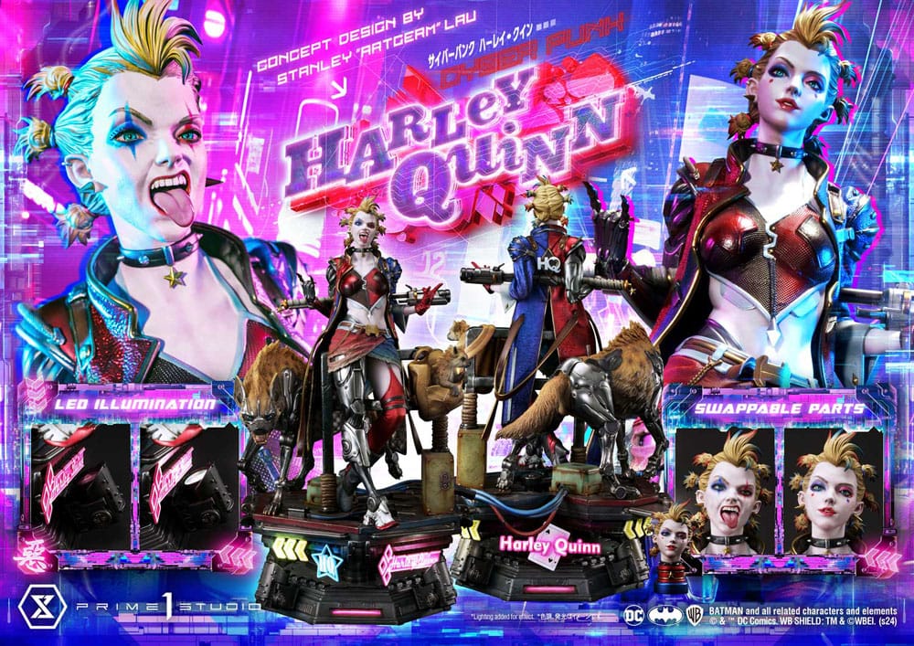 Statua Batman Ultimate Premium Masterline Series Cyberpunk Harley Quinn 60 cm DS Modellismo Statua Batman Ultimate Premium Masterline