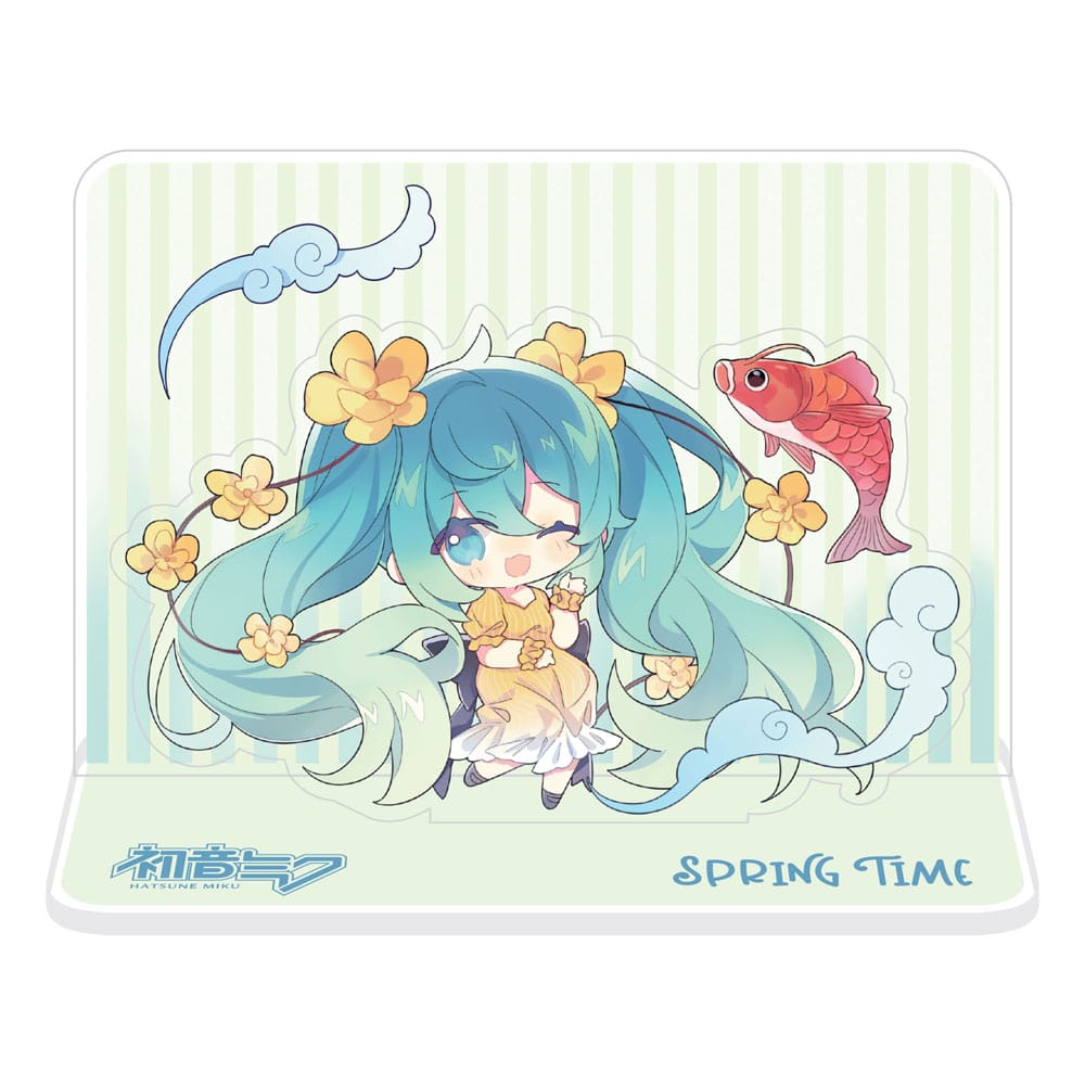 Hatsune Miku Acrylic Figure Standee Hatsune Miku Spring Time Chibi Miku with Koi 11 cm DS Modellismo Hatsune Miku Acrylic Standee Hatsune Miku