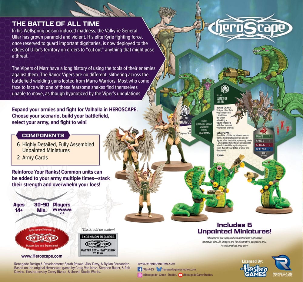 Heroscape Army Expansion Age of Annihilation Elites of Ullar & Ranoc Vipers (Common) *English Version* DS Modellismo Heroscape Army Expansion Age Annihilation
