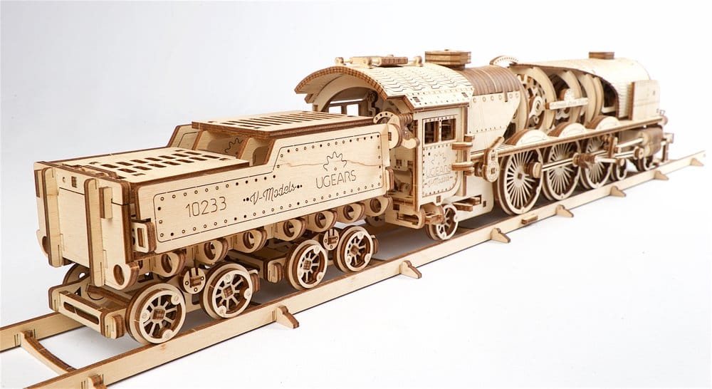 Puzzle Ugears 3D in legno V-Express Steam Train with Tender DS Modellismo Puzzle Ugears 3D in legno V-Express Steam
