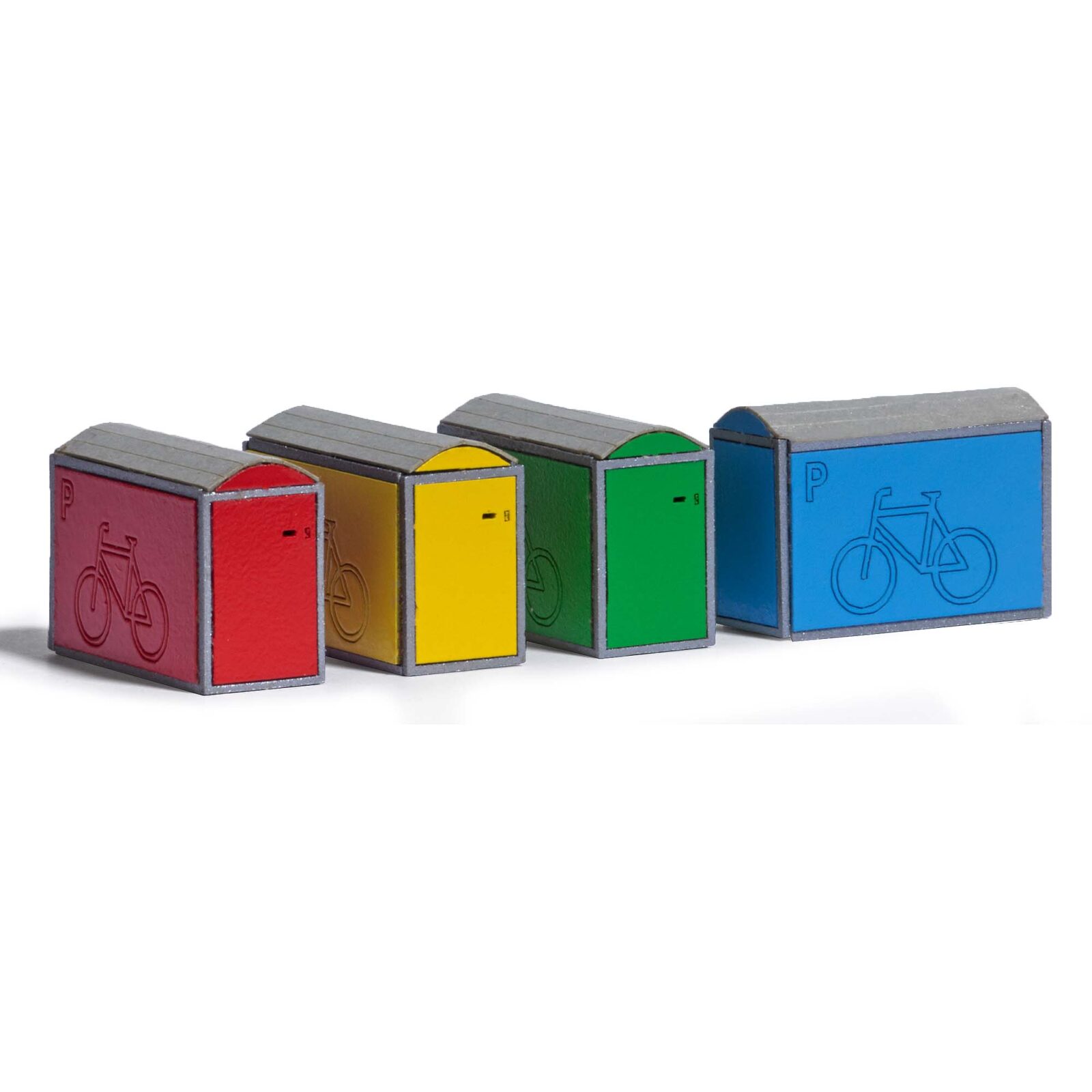4 box per biciclette Scala H0 DS Modellismo 4 box per biciclette scala H0 Busch