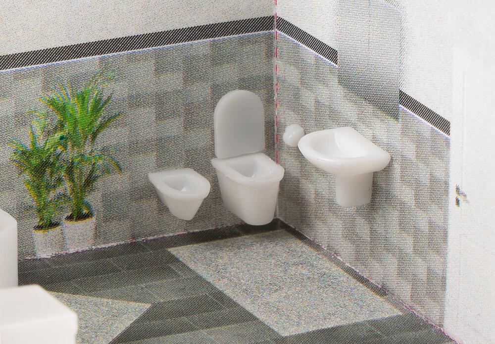 Set di accessori per il bagno Scala H0 DS Modellismo Set di accessori per il bagno scala H0