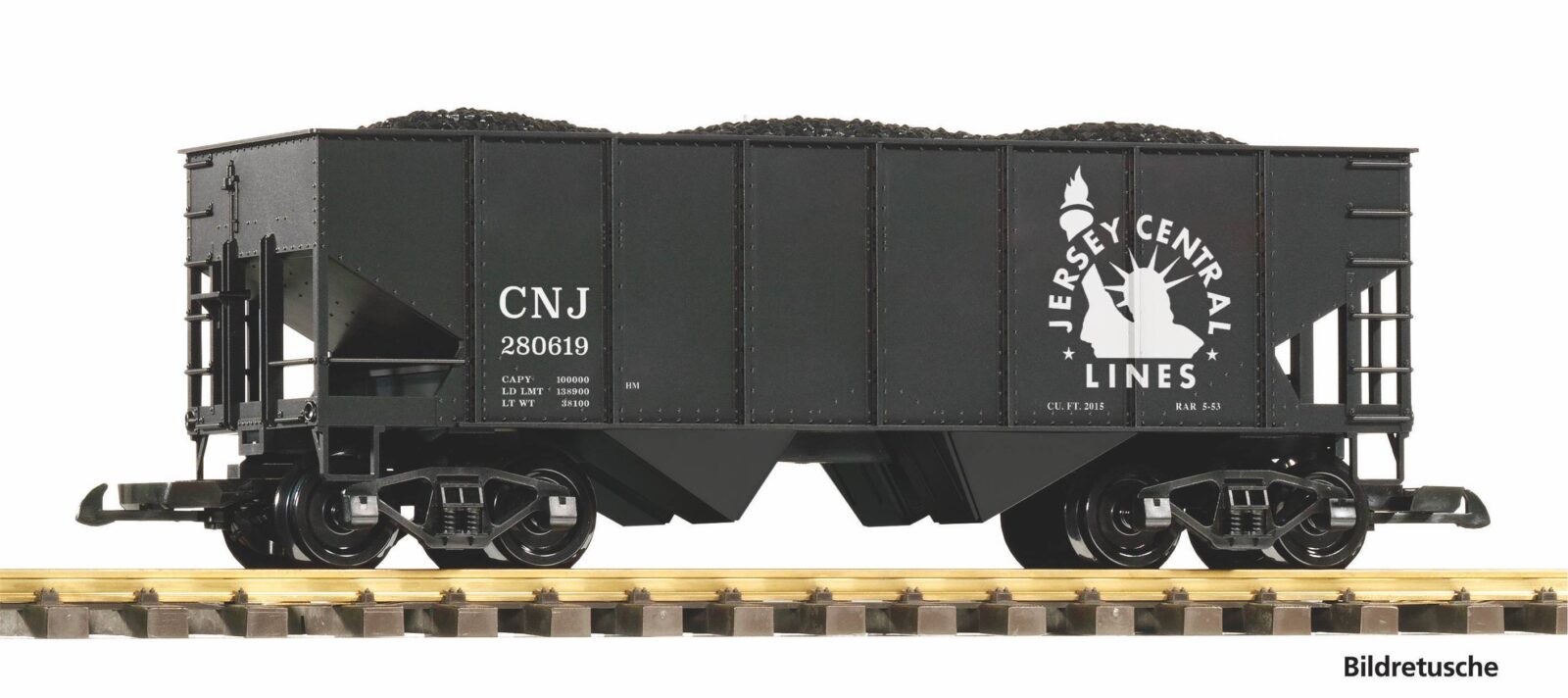 Carro per Merci Sfuse CNJ con Carico di Carbone Scala G DS Modellismo Carro per Merci Sfuse CNJ Carico scala G