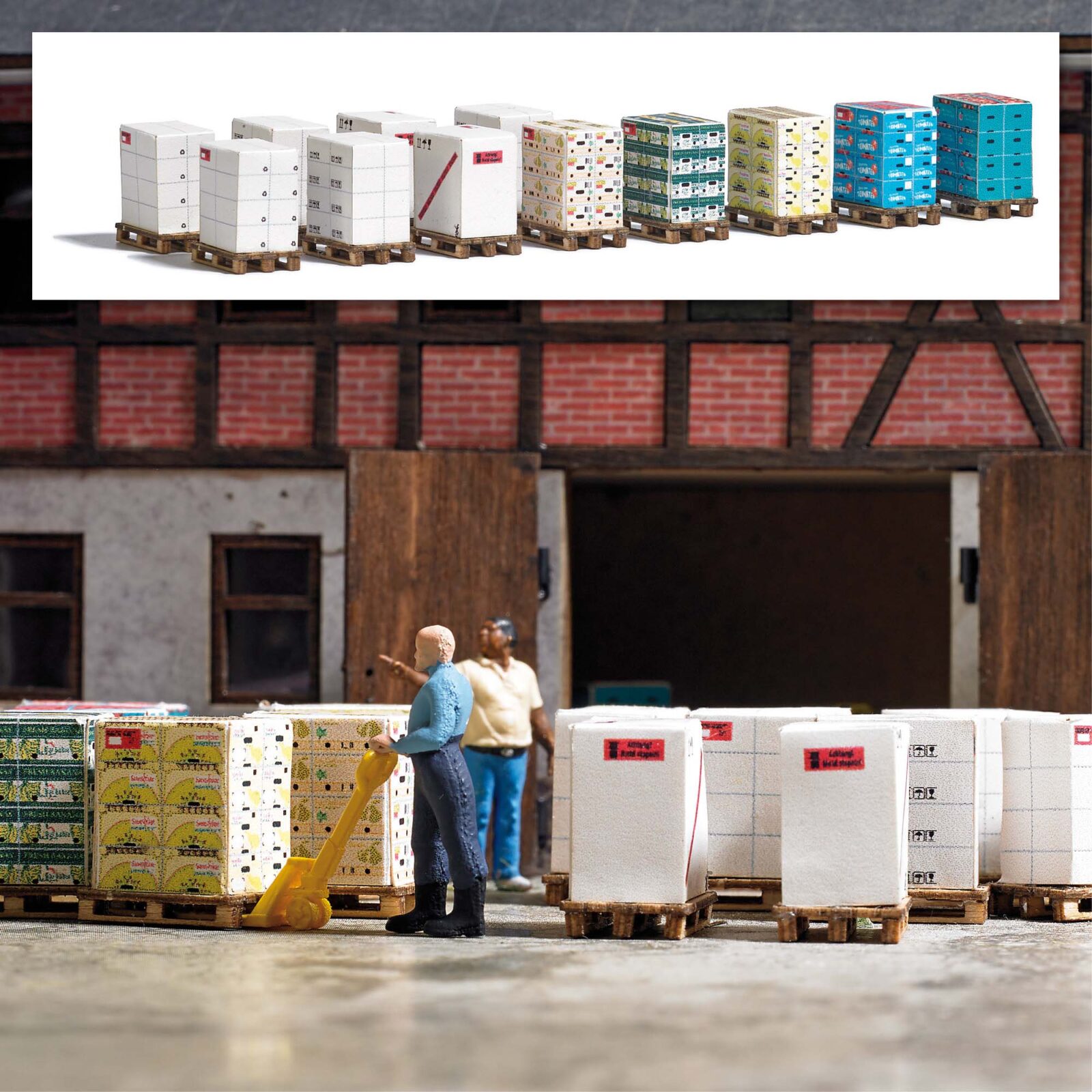 Pallet con scatole Scala H0 DS Modellismo Pallet scatole scala H0 Busch