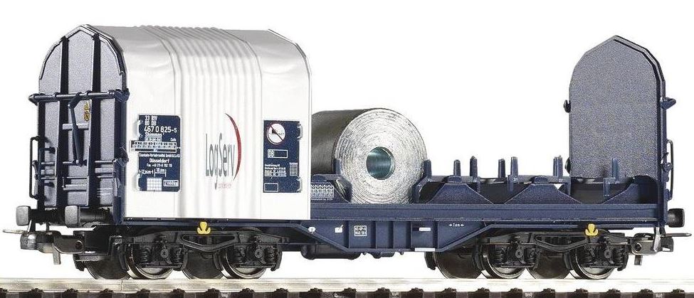 Carro telonato Shimmns "LogServ", aperto, DB AG Epoca V Scala H0 DS Modellismo Carro telonato Shimmns "LogServ", scala H0