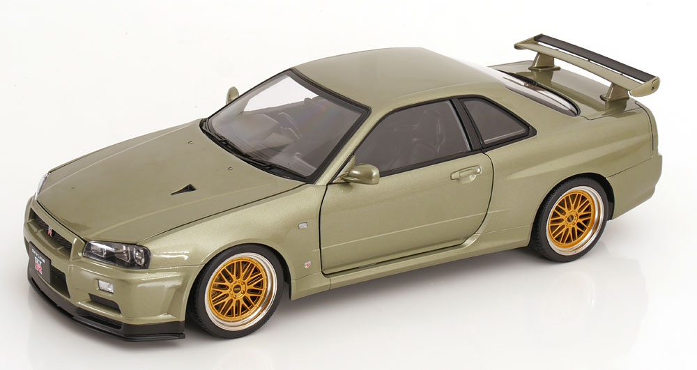 Nissan Skyline Gt-r R34 V-spec with Bbs-rims Light Green Metallic 2001 DS Modellismo Nissan Skyline Gt-r R34 V-spec scala 1/12