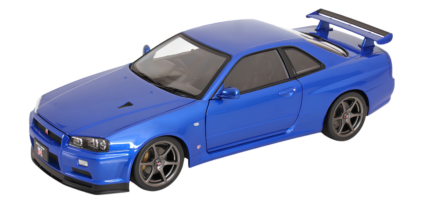 Nissan Skyline Gt-r R34 V-spec II with Oem-rims Blue Metallic 2001 DS Modellismo Nissan Skyline Gt-r R34 V-spec II scala 1/12