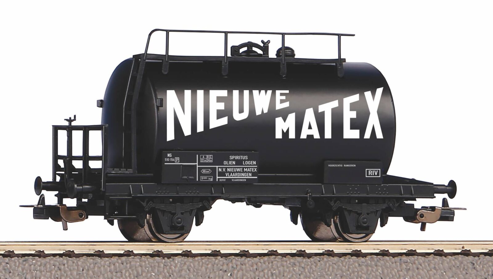 Carro cisterna a due assi "Nieuwe Matex" delle NS Epoca III Scala H0 DS Modellismo Carro cisterna a due assi "Nieuwe scala H0