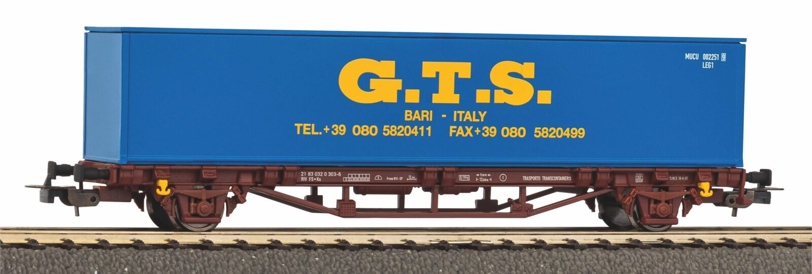 Carro Pianale 1x 40 Container GTS FS Epoca V Scala H0 DS Modellismo Carro Pianale 1x 40 Container GTS scala H0